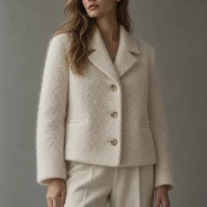A luxurious mohair jacket in soft grey