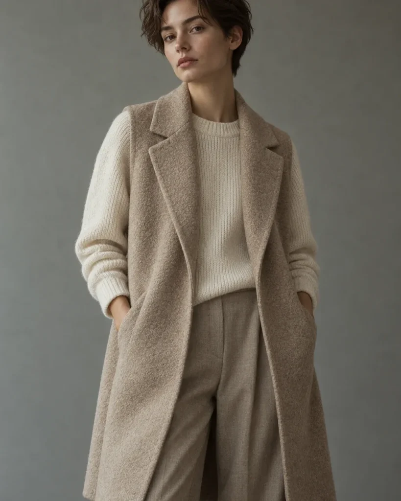 A stylish wool gilet in a neutral color