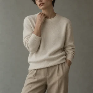 A soft merino knit in a light beige color