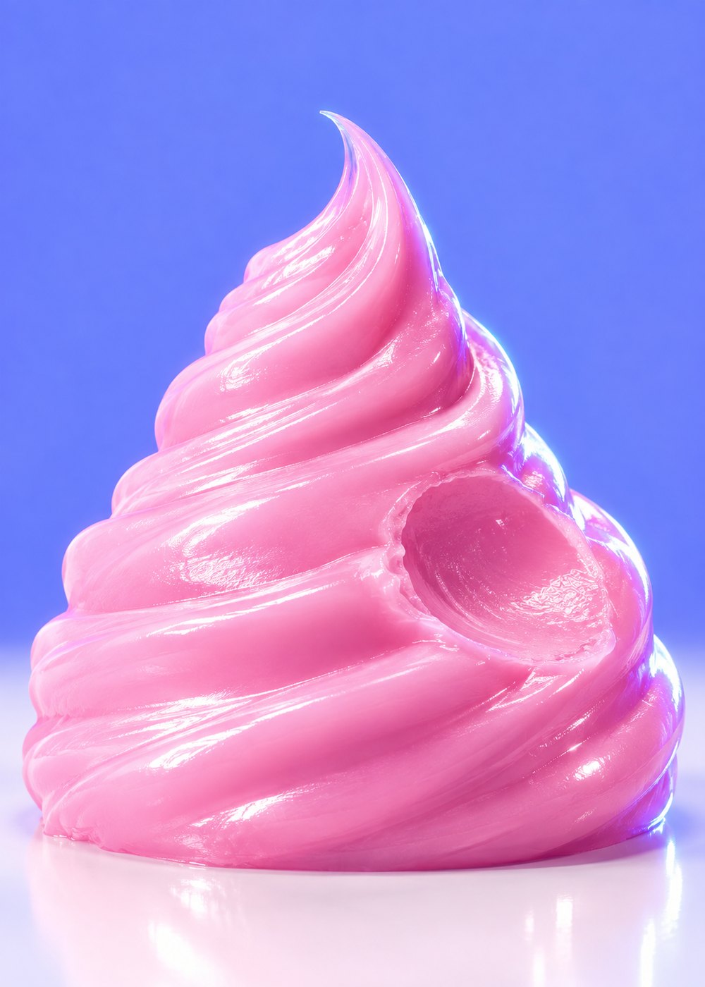 A swirl of dense jelly-pink balm on a white surface