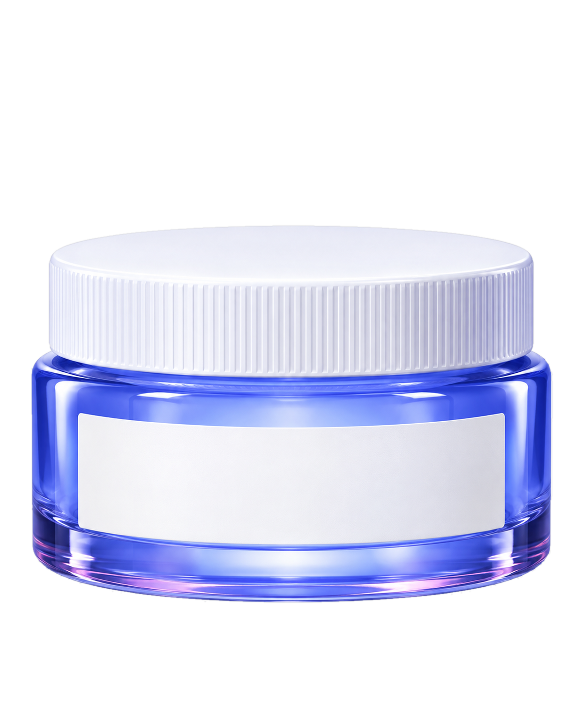 Glaze Gel Cream, a wide periwinkle glass jar with a white lid