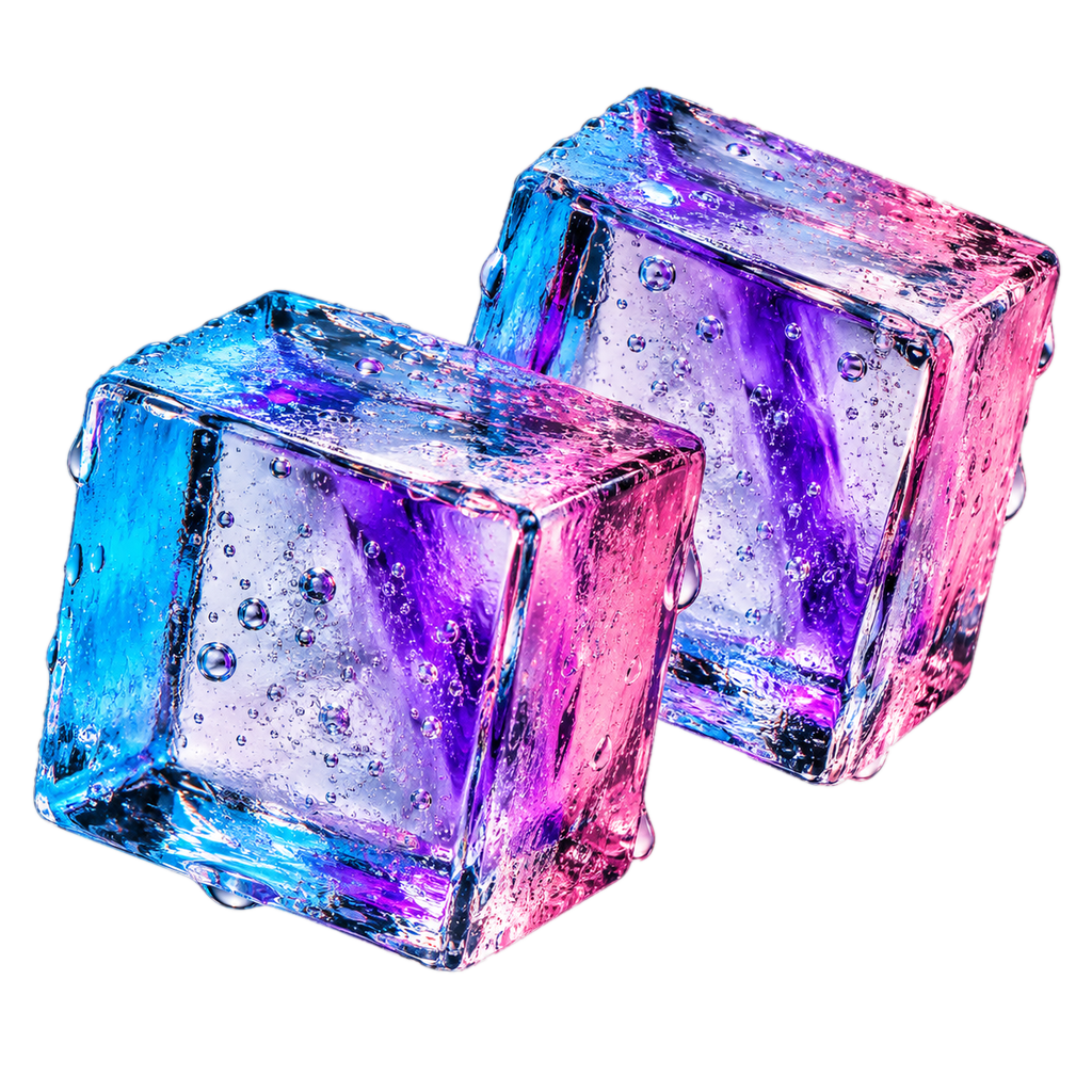 Sticker of two clear ice cubes