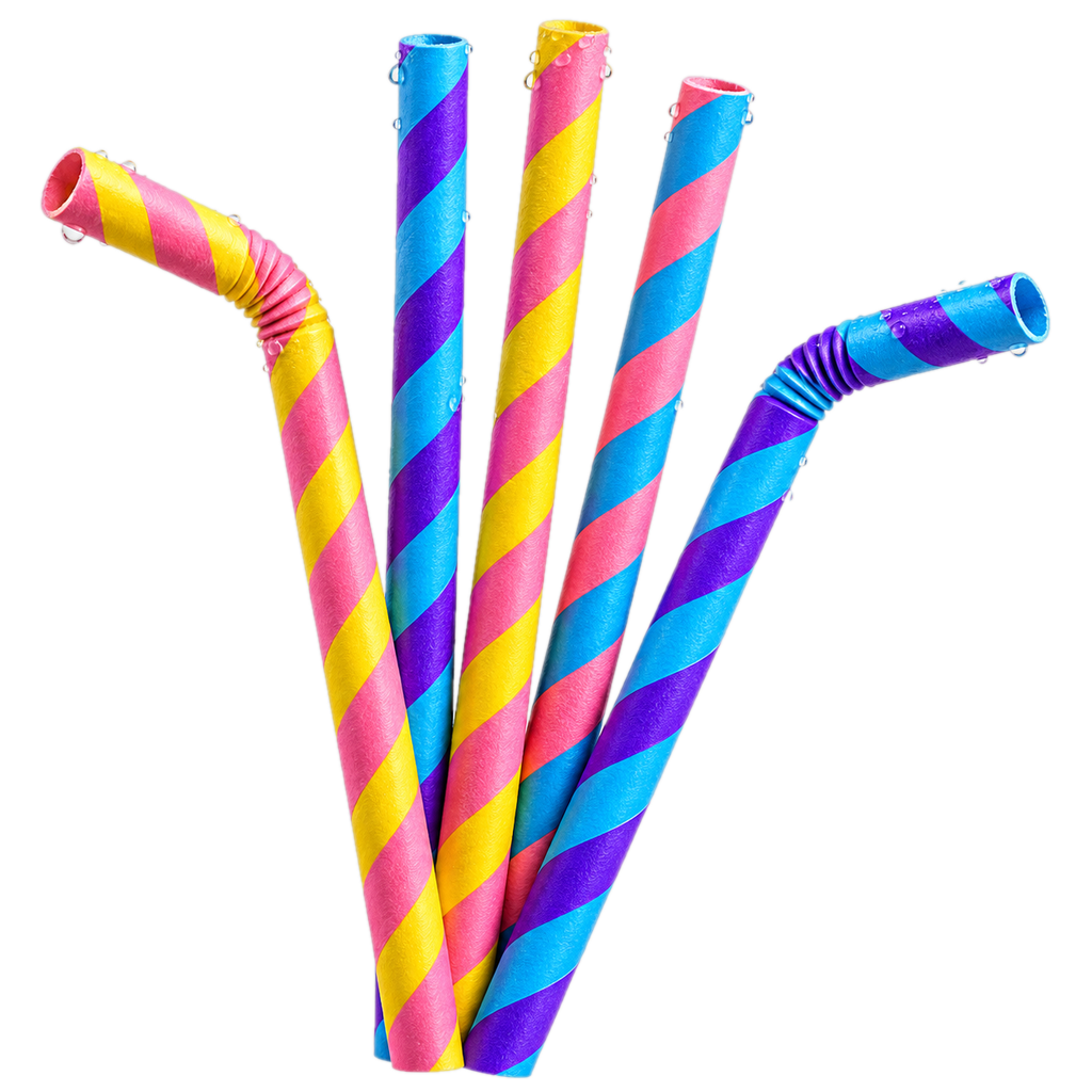 Sticker of striped paper straws
