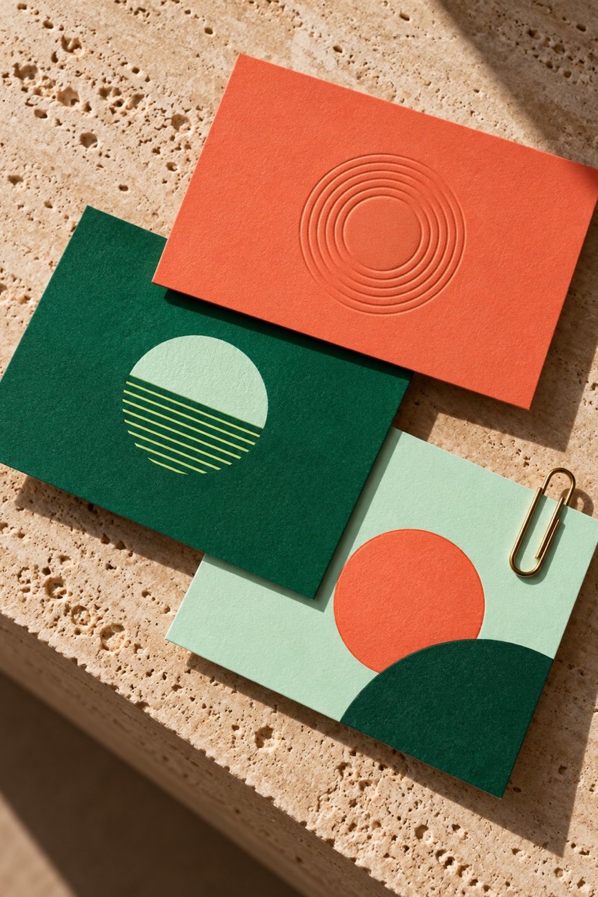 Orange brand cards with logo — Monte Oro, Branding