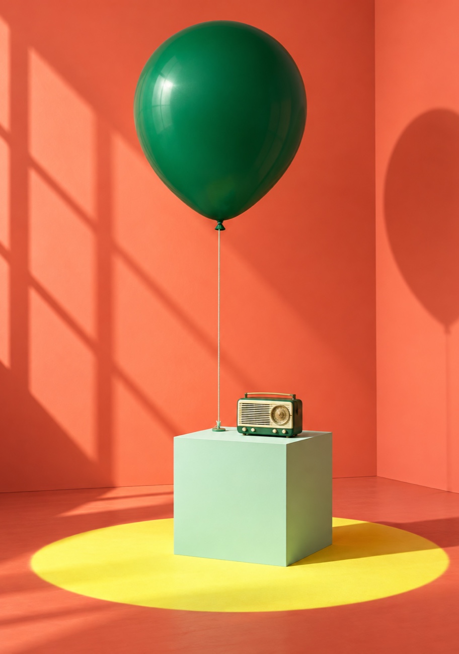 Green balloon campaign still — Isola Radio, Campaign