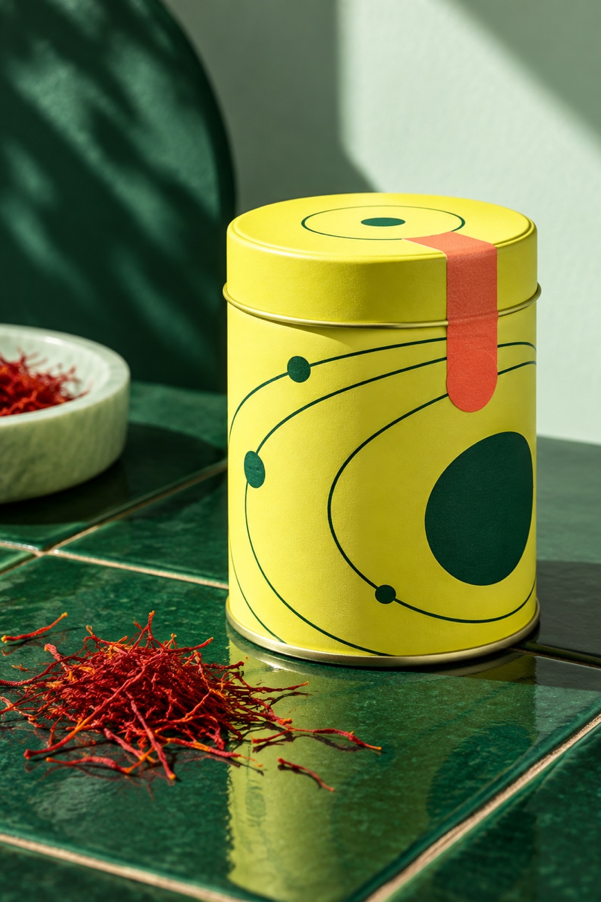Yellow labelled can — Zafferano, Packaging