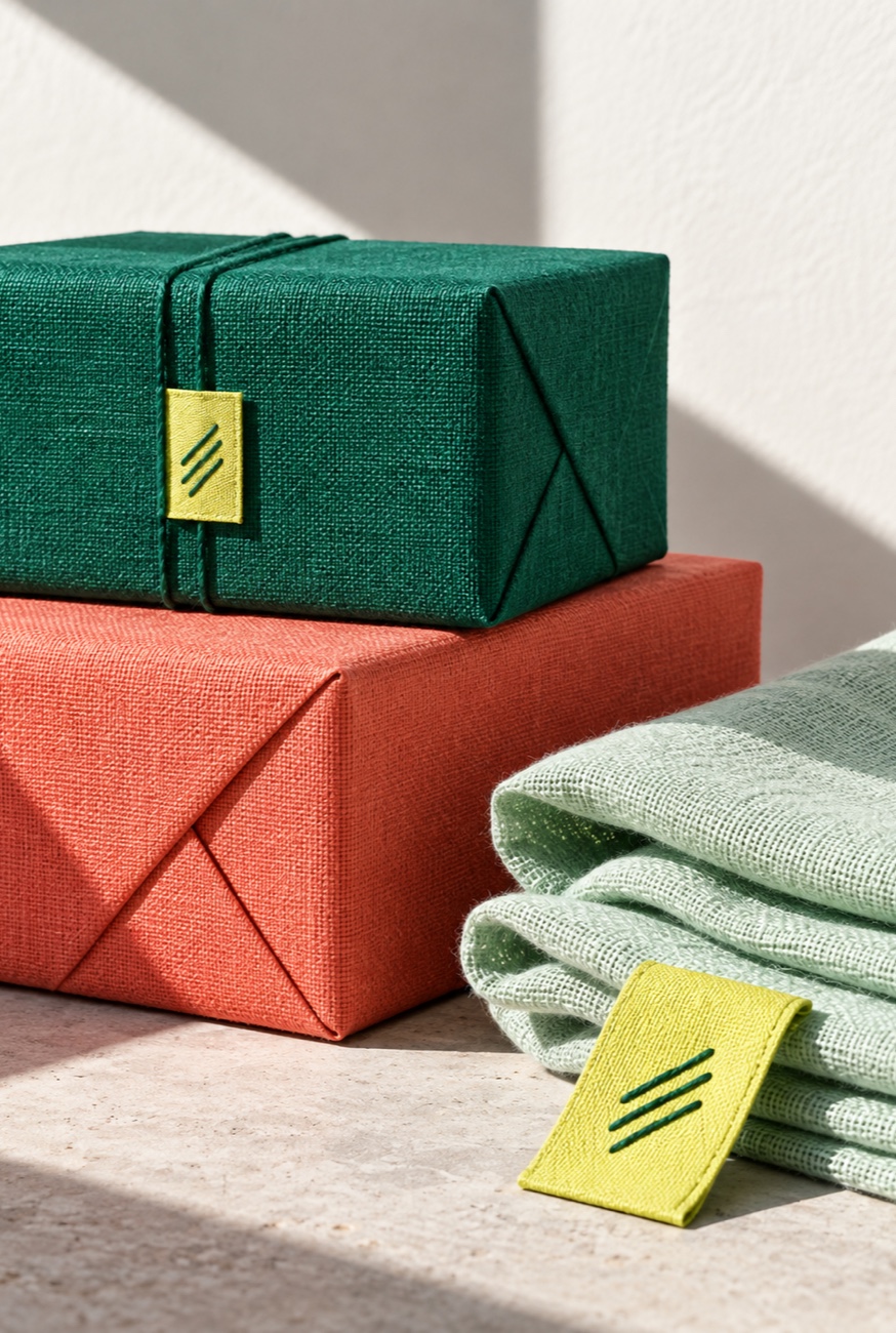 Branded boxes on a table — Tessuto, Branding