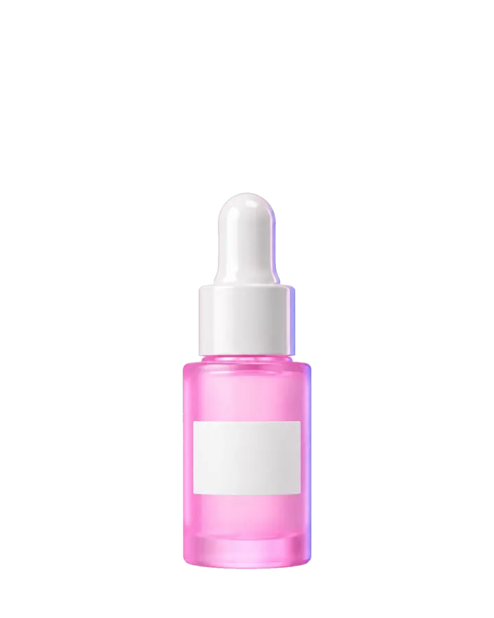Niacin Drops, a small jelly-pink glass dropper bottle