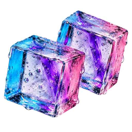 Sticker of two clear ice cubes