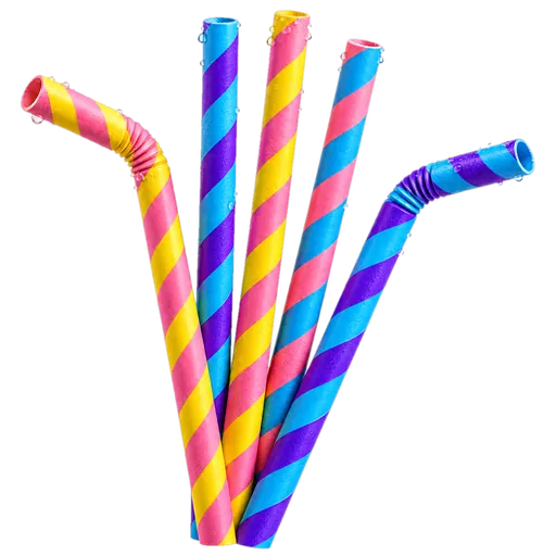 Sticker of striped paper straws