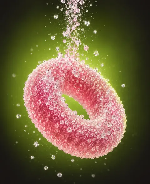 Pink sour ring dusted in citric sugar