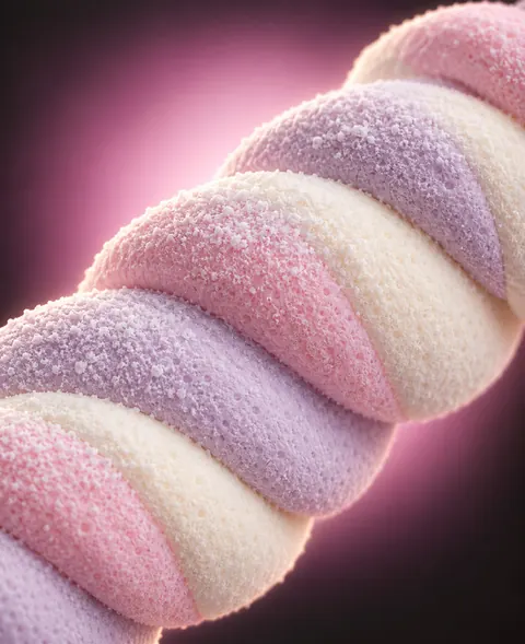 Close-up of a pastel marshmallow twist