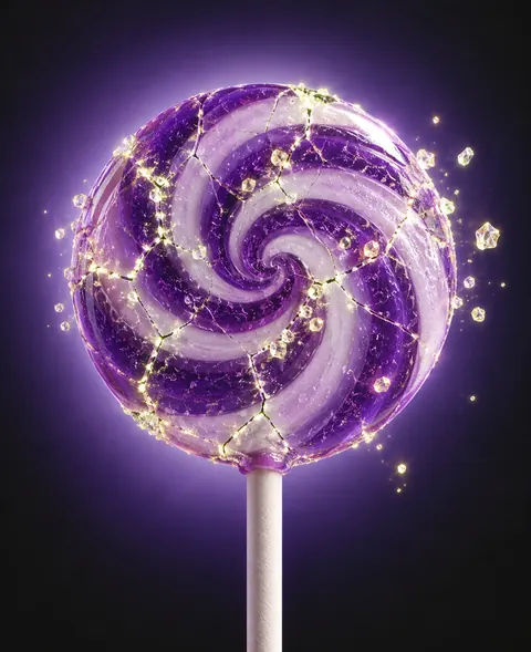 Purple swirl lollipop on deep violet