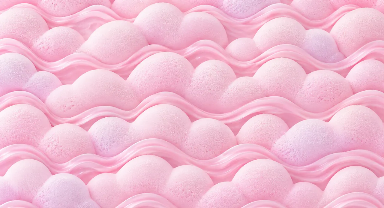 Bubble-gum pink scalloped bubbles and soft waves, the Sweet Tide realm backdrop