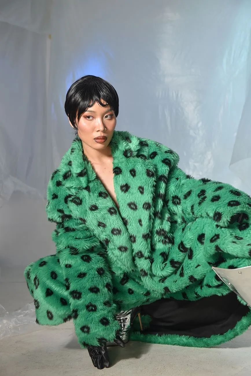 Polka faux fur coat