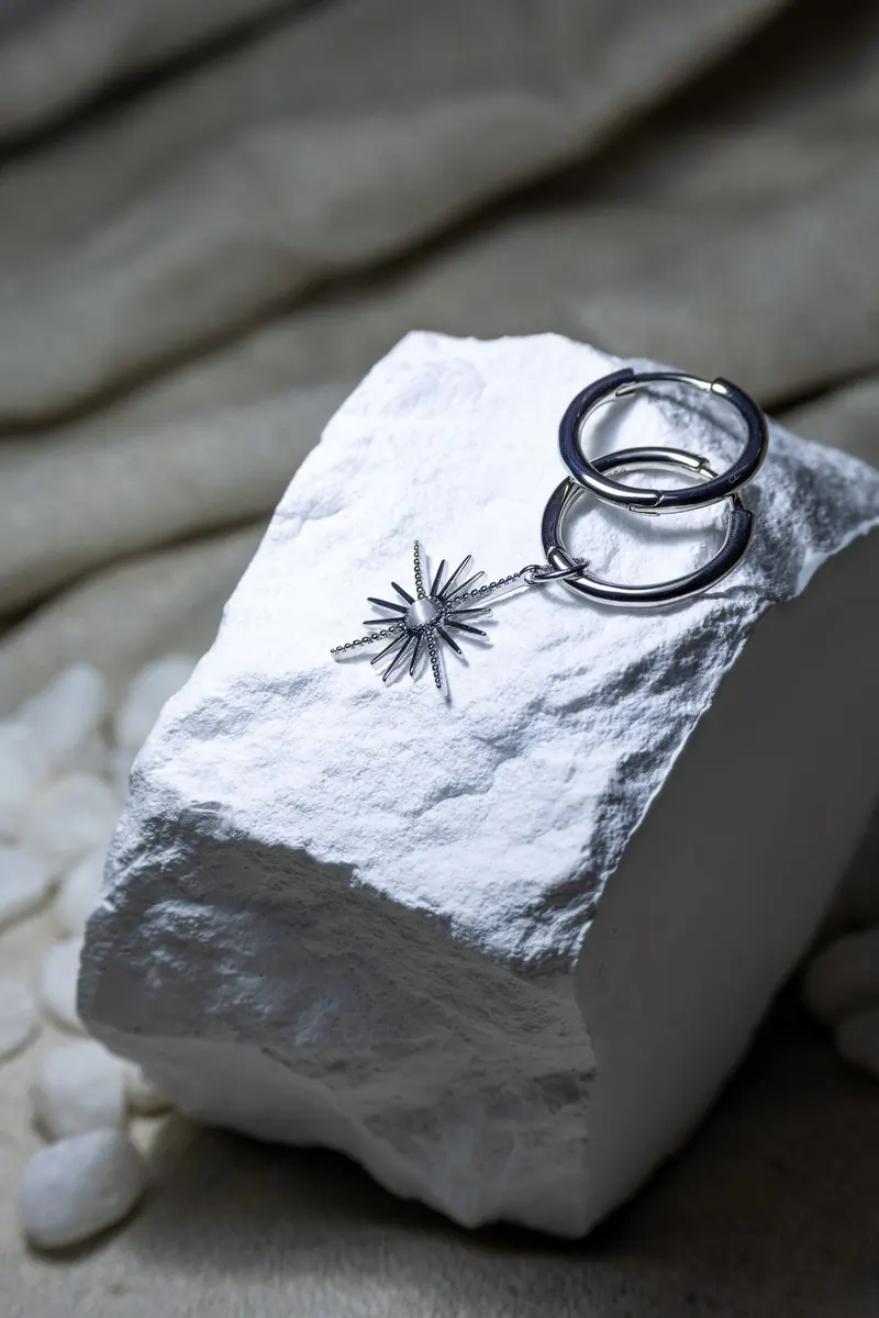 Pair of small silver hoop earrings