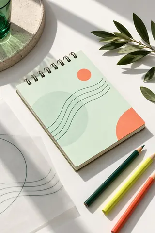 Notepad and pencils with leaves — Vento, Identity