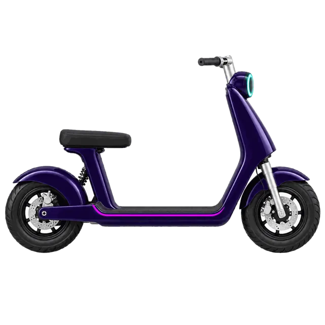 The M1 in Midnight: indigo panels with magenta trim, side view